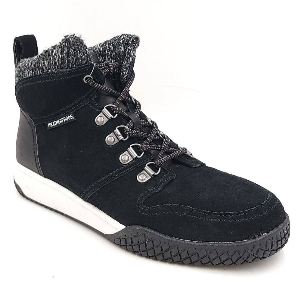 Weatherproof Women Sneaker Combat Boots Ruby Size US 8M Black Suede Leather